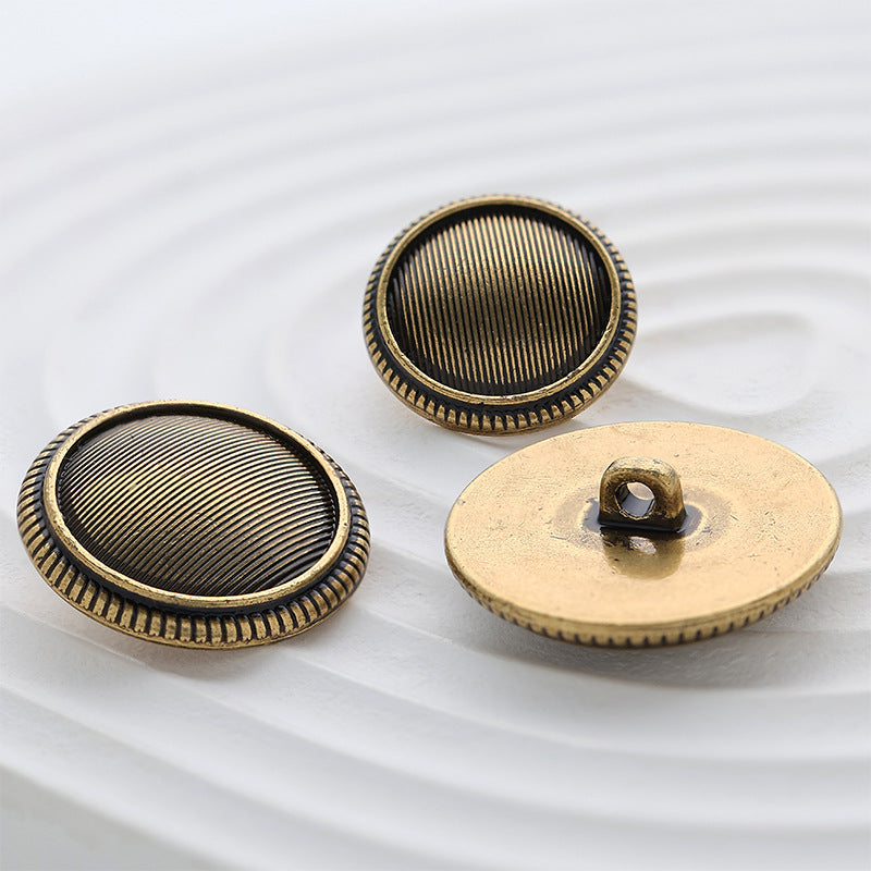 15-22mm Vintage Striped Lace Double-Sided Metal Button 10pcs - Lots of Buttons