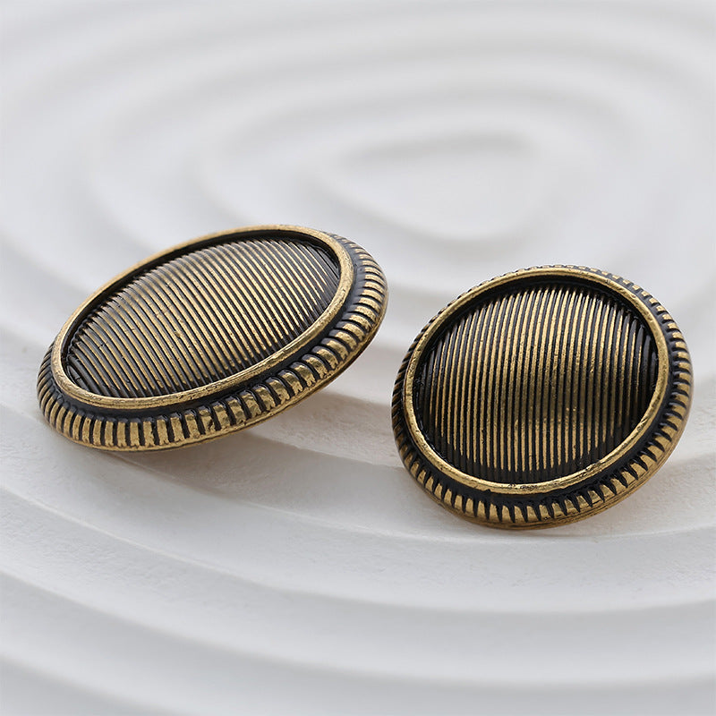 15-22mm Vintage Striped Lace Double-Sided Metal Button 10pcs - Lots of Buttons
