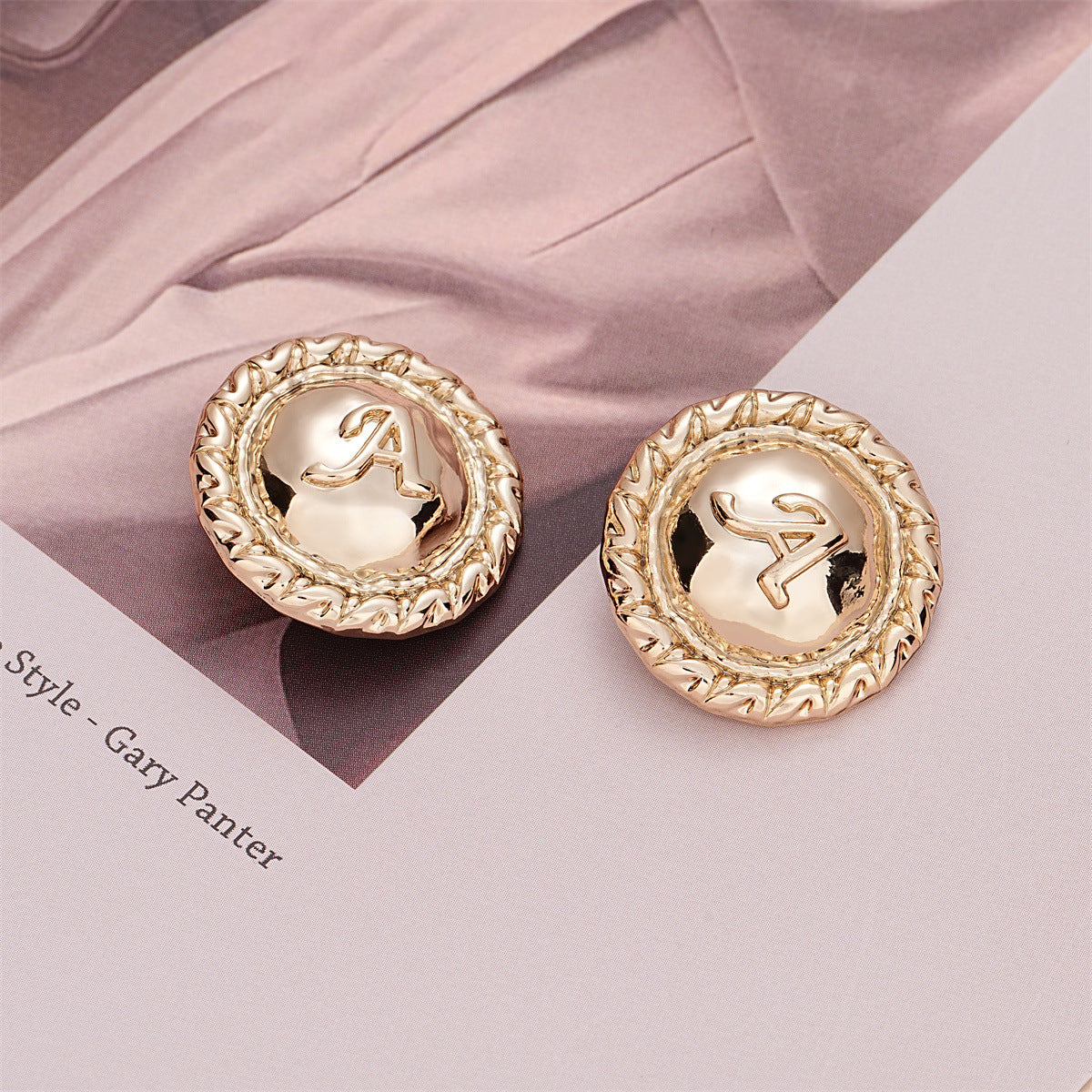 23mm Light Gold Round A-Letter Metal Sewing Button 10pcs - Lots of Buttons
