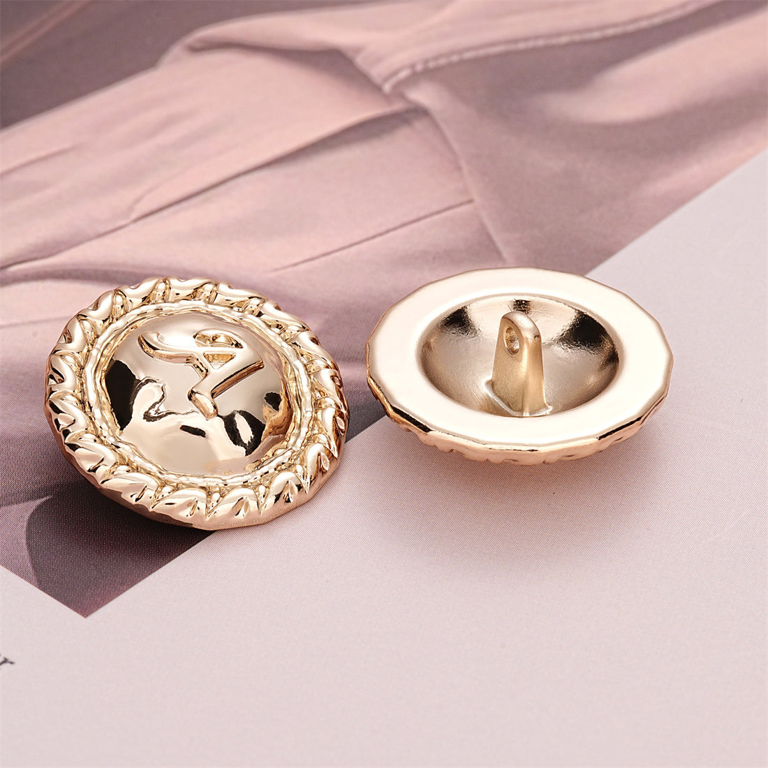 23mm Light Gold Round A-Letter Metal Sewing Button 10pcs - Lots of Buttons