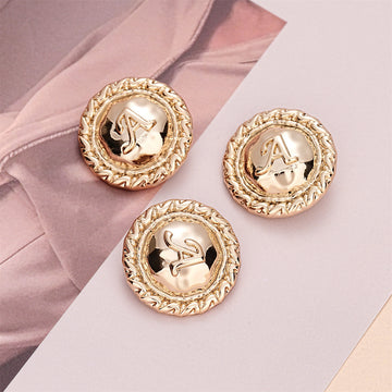 23mm Light Gold Round A-Letter Metal Sewing Button 10pcs - Lots of Buttons