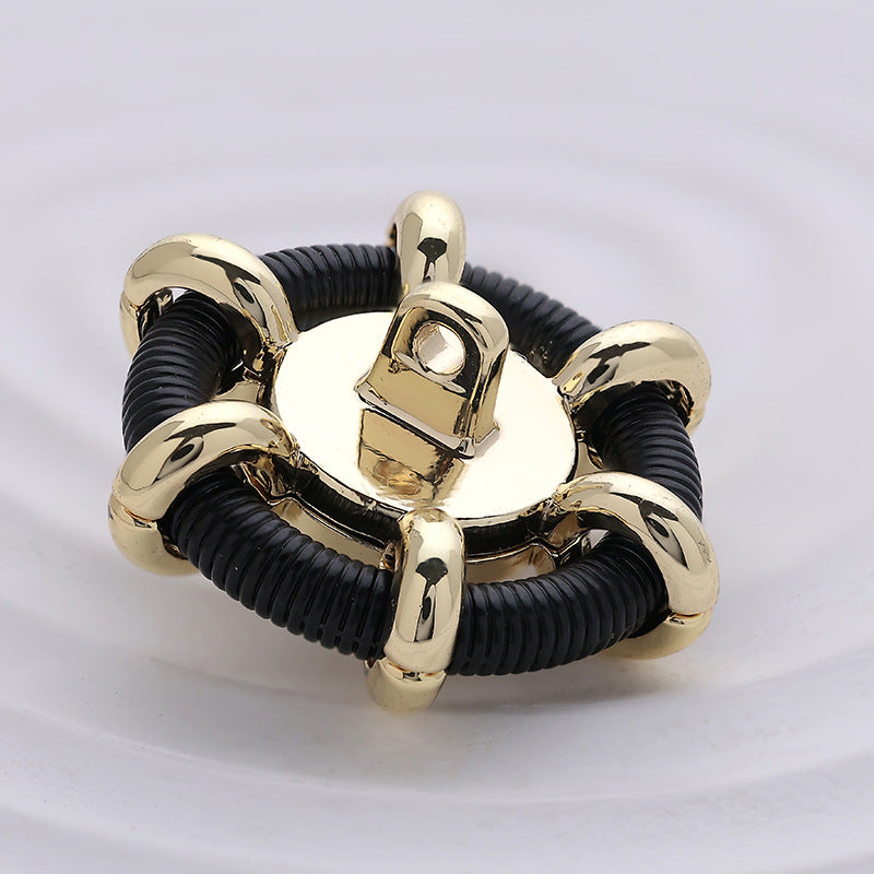 Hollow Pearl Black Ring Pipeline Metal Sewing Button 4pcs - Lots of Buttons