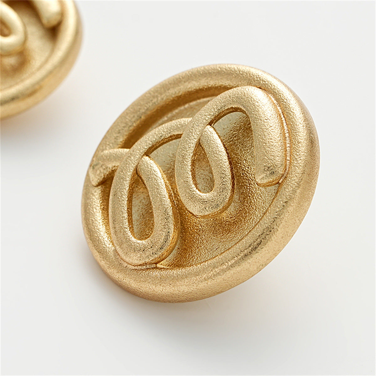 Sand Gold M Letter Three-Dimensional Relief Hollow Metal Button 5pcs - Lots of Buttons