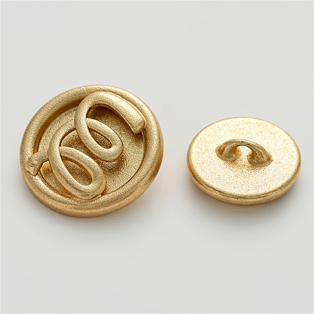 Sand Gold M Letter Three-Dimensional Relief Hollow Metal Button 5pcs - Lots of Buttons