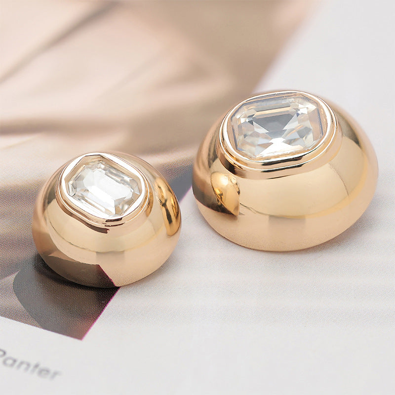 Convex Metal Button with Diamonds and High Feet 6pcs - Lots of Buttons