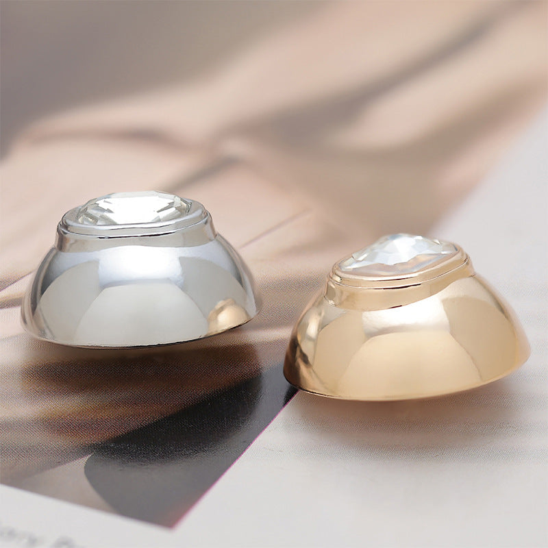Convex Metal Button with Diamonds and High Feet 6pcs - Lots of Buttons