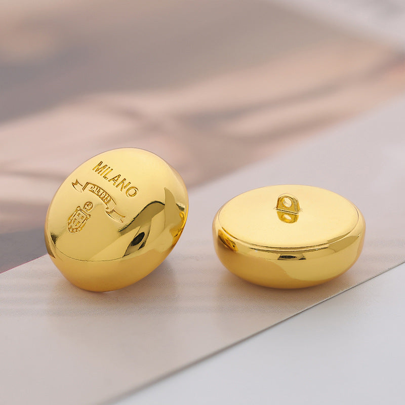 Shiny Gold Round Mushroom MILANO Decoration Metal Button 5PCS - Lots of Buttons