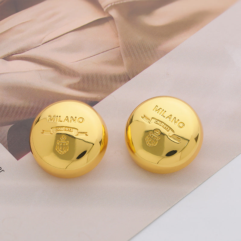 Shiny Gold Round Mushroom MILANO Decoration Metal Button 5PCS - Lots of Buttons