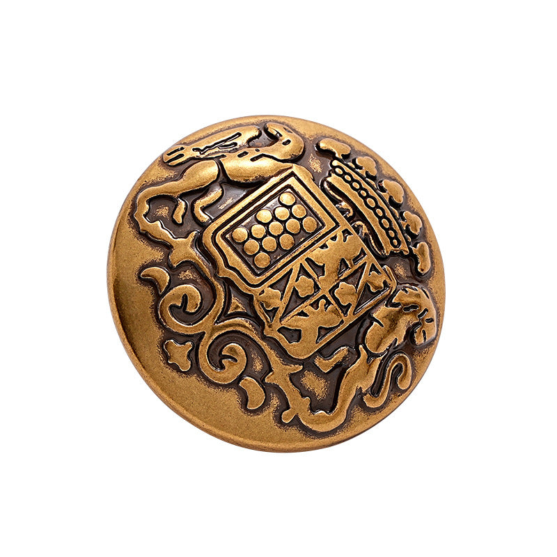 14.5mm Vintage Gold and Silver Double Lion Decorative Metal Button 6pcs - Lots of Buttons