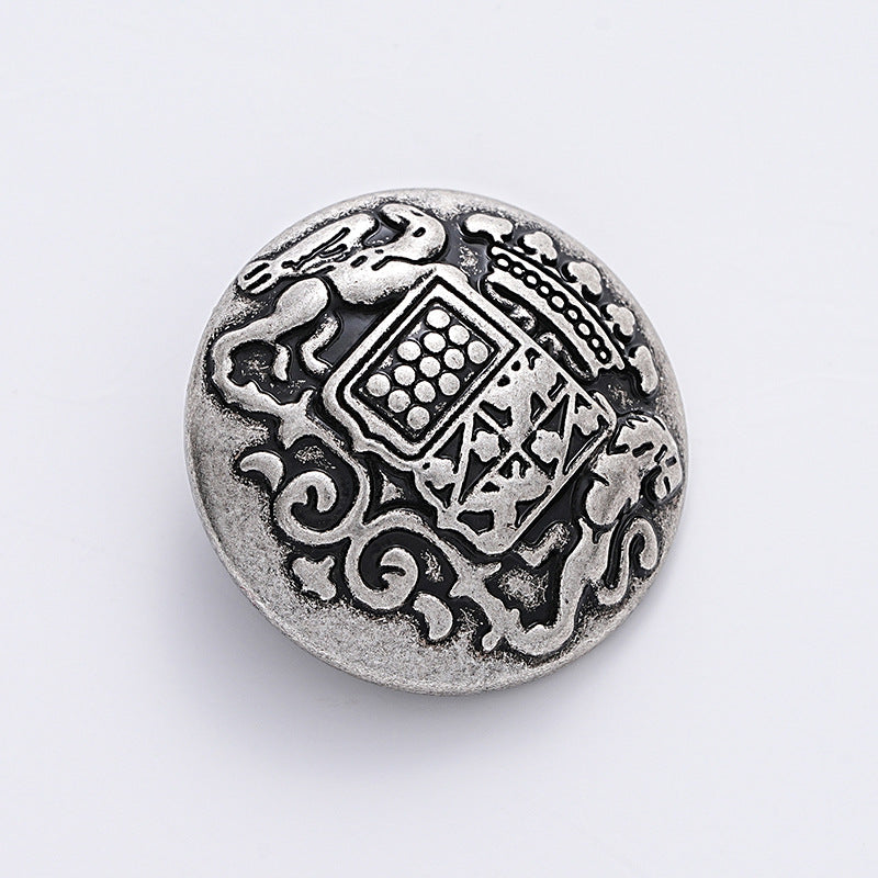 14.5mm Vintage Gold and Silver Double Lion Decorative Metal Button 6pcs - Lots of Buttons