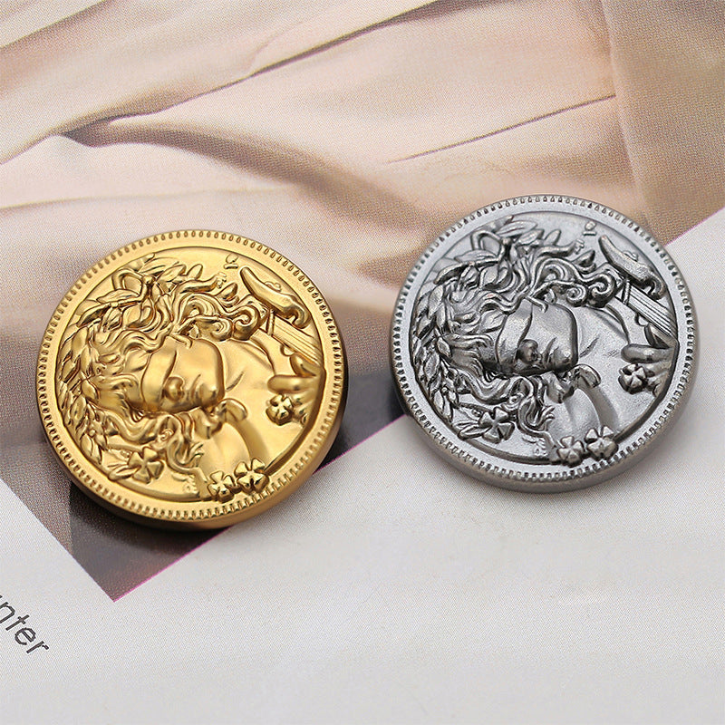 18-23mm Vintage Round Metal Button Elegant Beauty 8pcs - Lots of Buttons