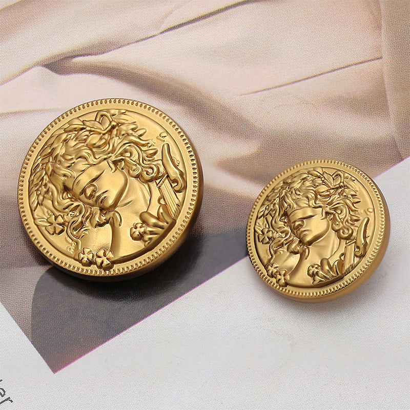 18-23mm Vintage Round Metal Button Elegant Beauty 8pcs - Lots of Buttons