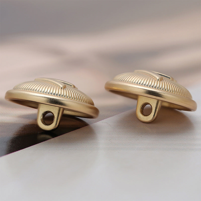 18mm Striped V Light Gold Metal Sewing Buttons 10pcs - Lots of Buttons
