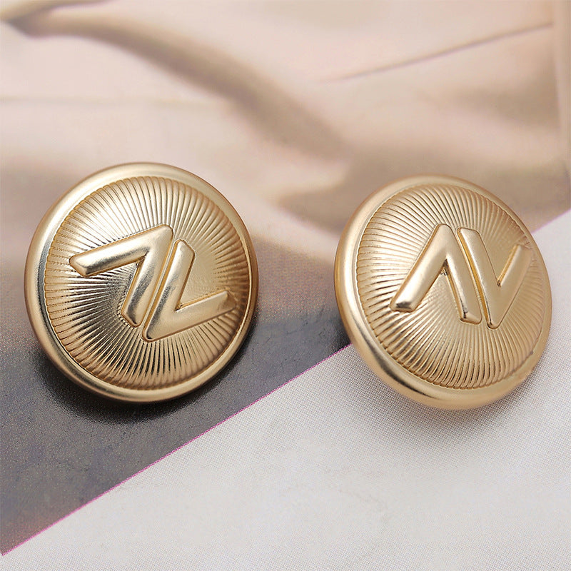 18mm Striped V Light Gold Metal Sewing Buttons 10pcs - Lots of Buttons