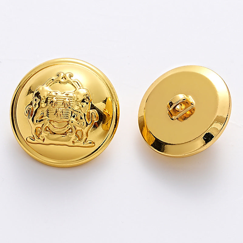 French British College Double Lion Metal Button with Handle 5pcs - Lots of Buttons