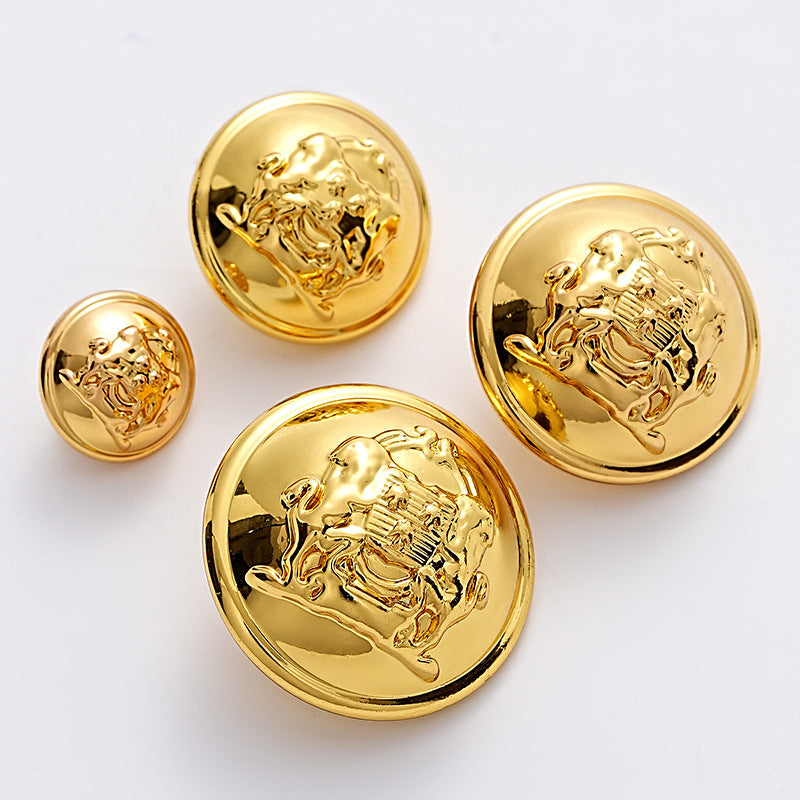 French British College Double Lion Metal Button with Handle 5pcs - Lots of Buttons