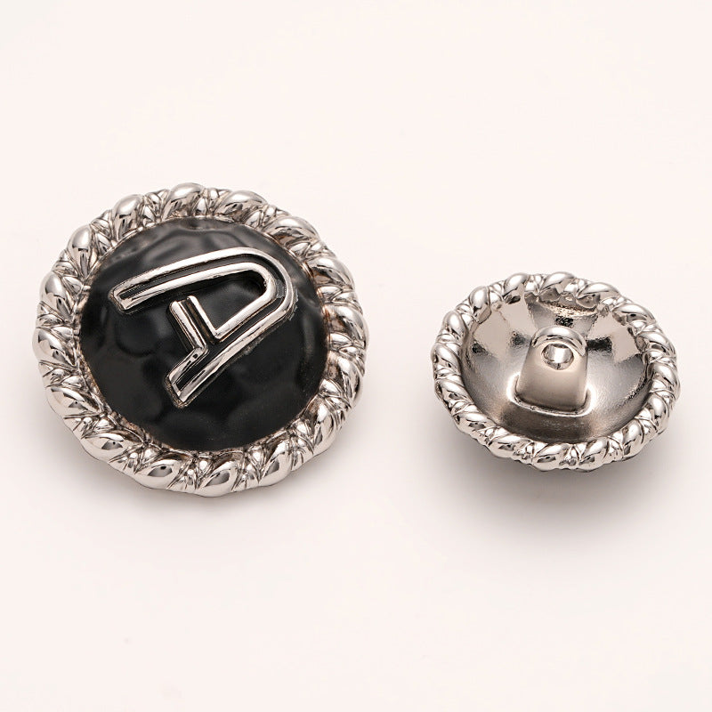 A Letter Gold and Silver Metal Shank Button 5pcs - Lots of Buttons
