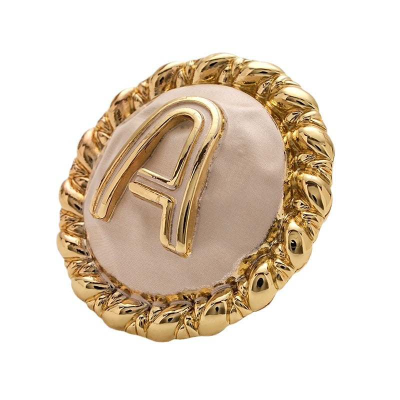 A Letter Gold and Silver Metal Shank Button 5pcs - Lots of Buttons
