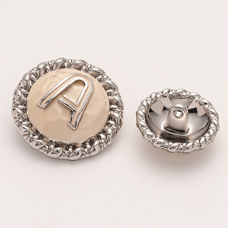 A Letter Gold and Silver Metal Shank Button 5pcs - Lots of Buttons