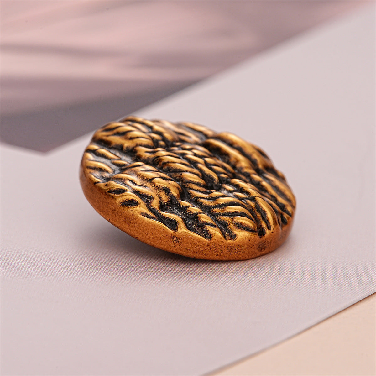 Retro Vertical and Horizontal Striped Texture Round Metal Button 10pcs - Lots of Buttons