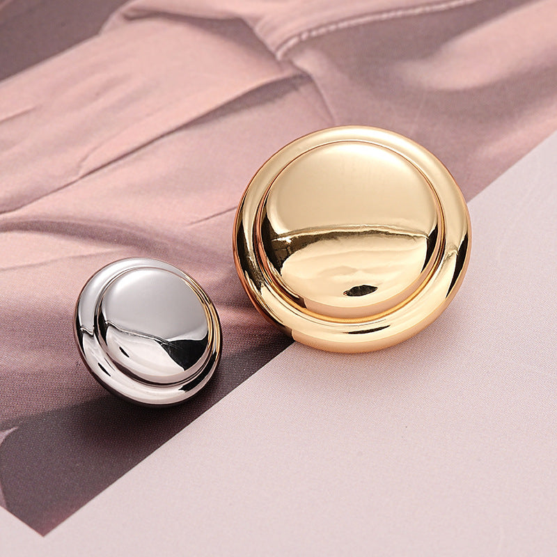 Hollow-Backed Golden Silver Round Hat-Shaped Metal Button 5pcs - Lots of Buttons