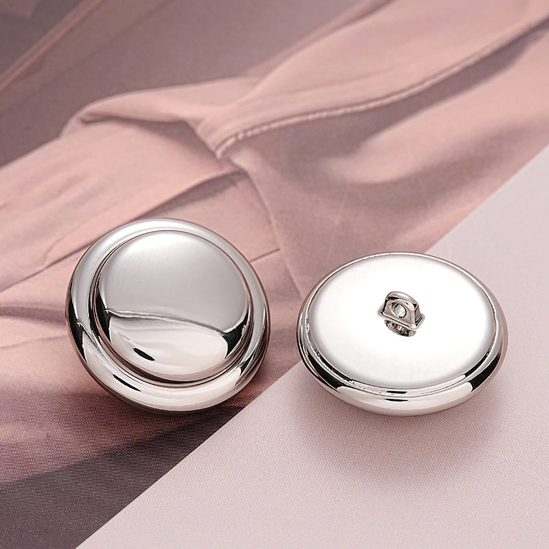 Hollow-Backed Golden Silver Round Hat-Shaped Metal Button 5pcs - Lots of Buttons
