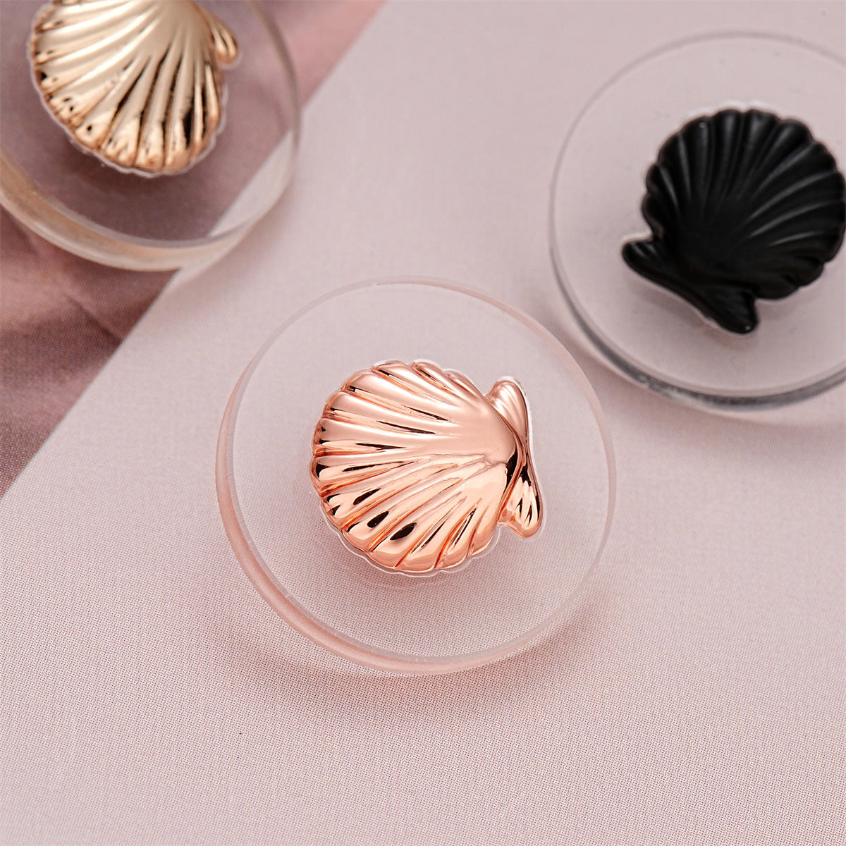 18mm Round Gold Pink Black Metal Shell & Acrylic Button 5pcs - Lots of Buttons
