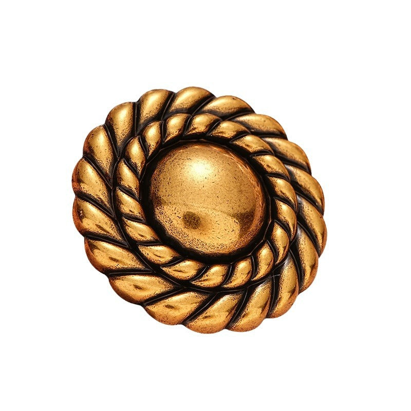 Retro Gold Simple Round Metal Button with Handle 6pcs - Lots of Buttons