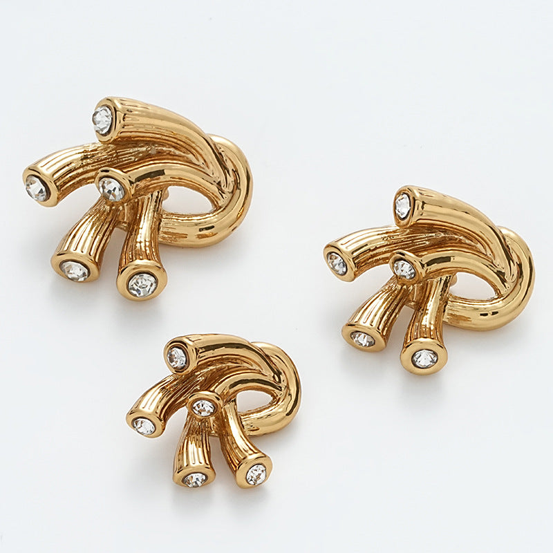 Irregular Antennae Diamond-Inlaid Retro Gold Metal Button 5pcs - Lots of Buttons