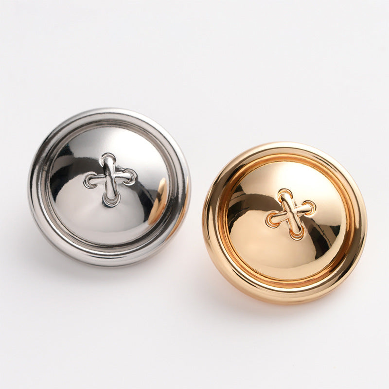 British Style Simple Back-Sealed Hollow Metal Button 5pcs - Lots of Buttons