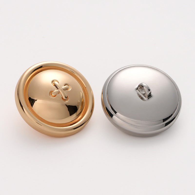 British Style Simple Back-Sealed Hollow Metal Button 5pcs - Lots of Buttons