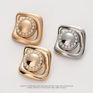 18-23mm French Retro Pearl Irregular Metal Button 5pcs - Lots of Buttons