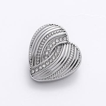 Heart-Shaped Diamond-Inlaid Striped Gold Fashion Metal Button 10pcs - Lots of Buttons