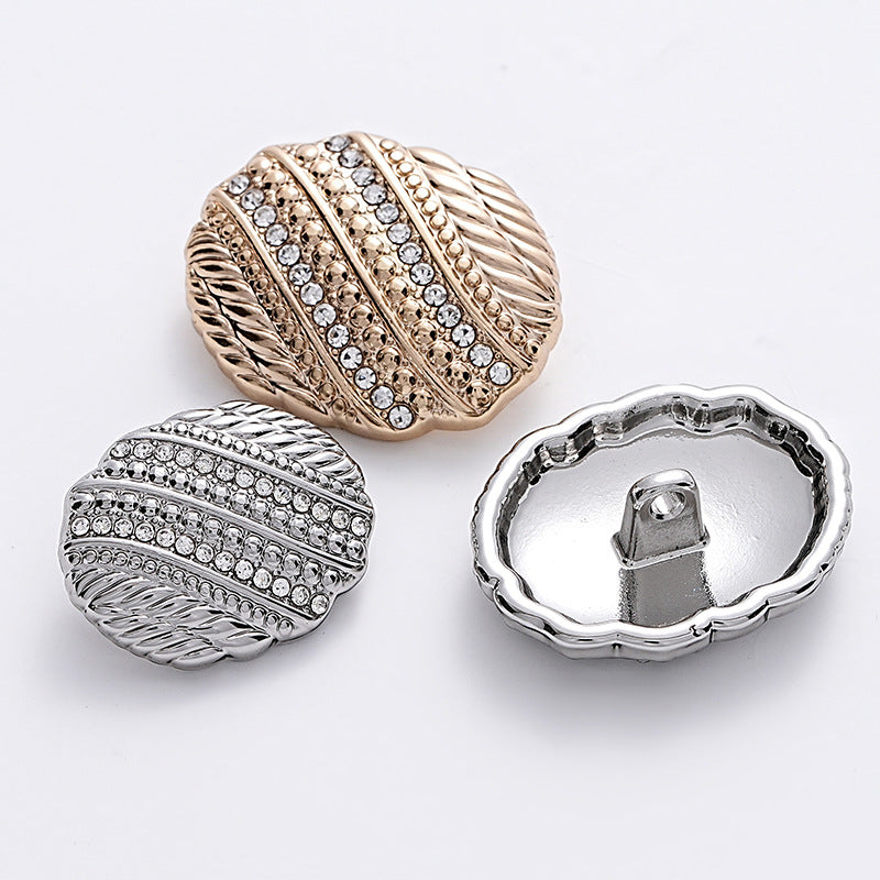 18-23mm Fashion Oval Metal Button with Diamonds 10pcs - Lots of Buttons