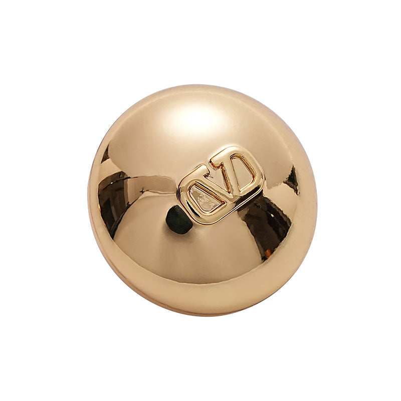 Letter V Hollow Mushroom Gold Metal Shank Button 6pcs - Lots of Buttons