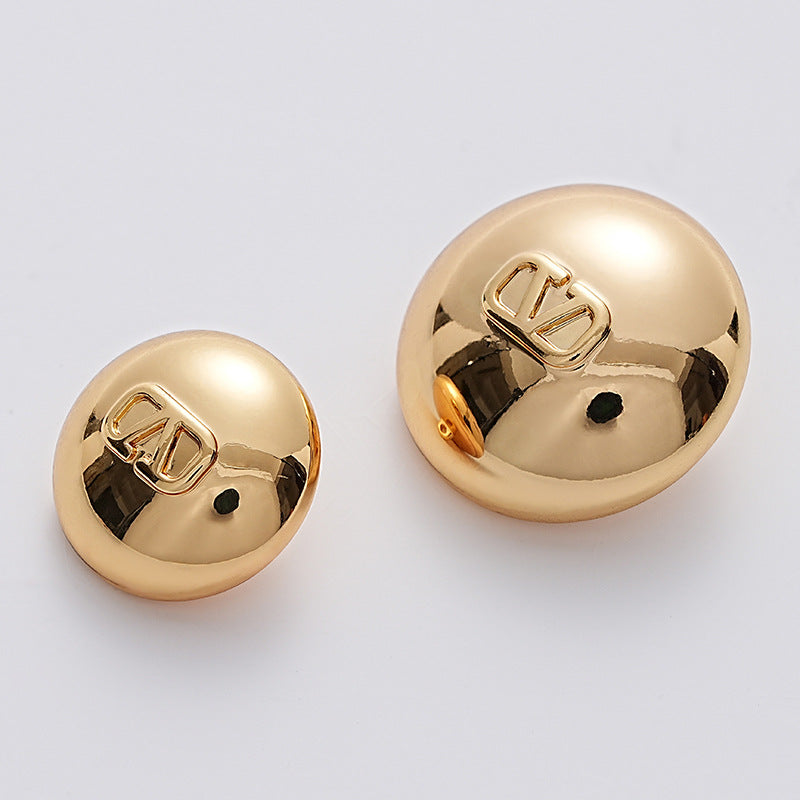 Letter V Hollow Mushroom Gold Metal Shank Button 6pcs - Lots of Buttons