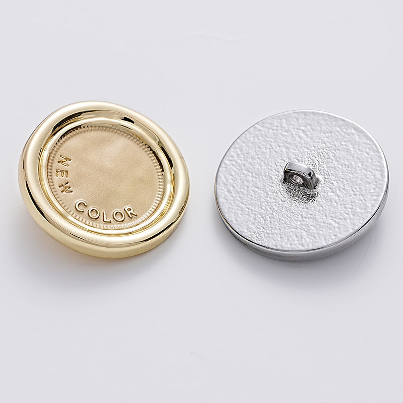 Simple Two-Tone Round Metal Sewing Button with Handle 5PCS - Lots of Buttons