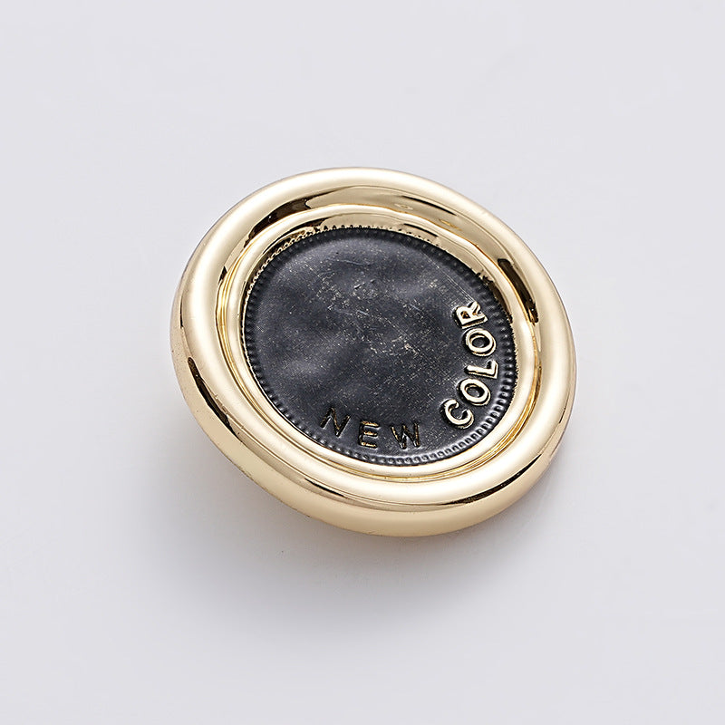 Simple Two-Tone Round Metal Sewing Button with Handle 5PCS - Lots of Buttons