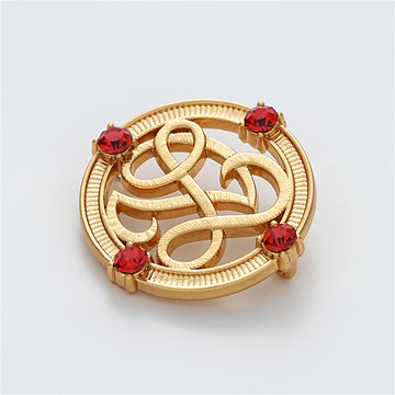 23mm Chinese Red Diamond Round Hollow Hand-Sewn Metal Button 5pcs - Lots of Buttons