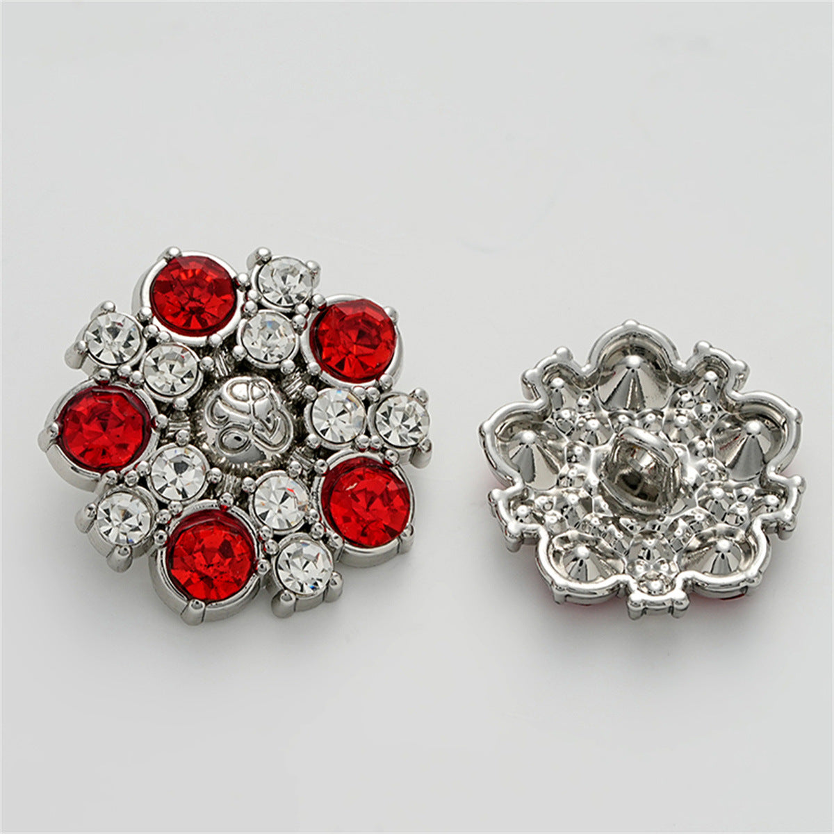 Retro Enameled Fully Diamond-Inlaid Metal Button with Handle 5pcs - Lots of Buttons