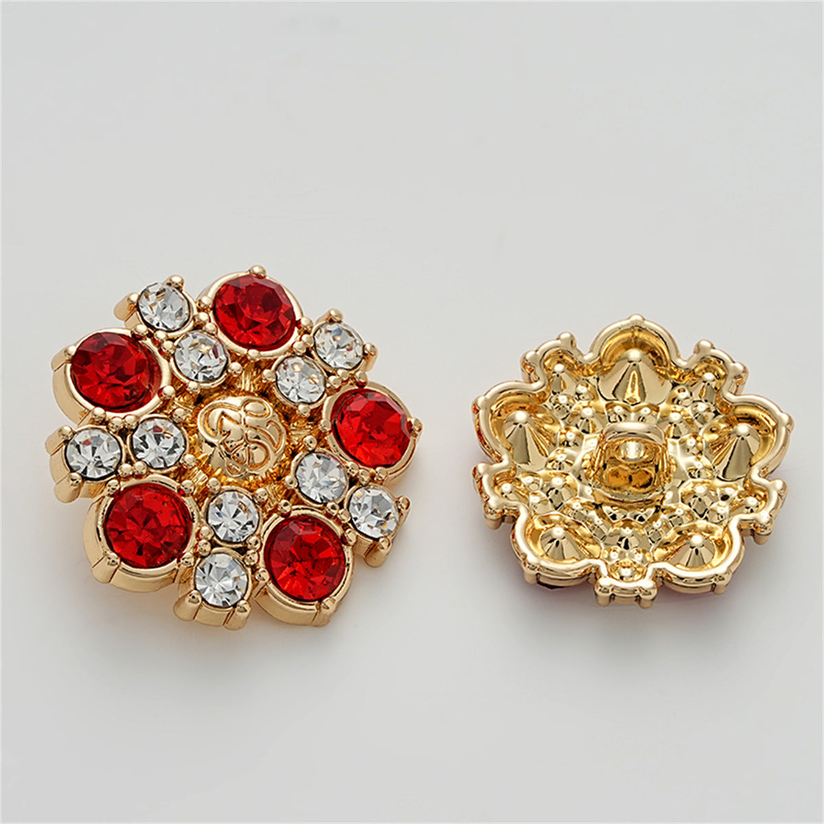 Retro Enameled Fully Diamond-Inlaid Metal Button with Handle 5pcs - Lots of Buttons