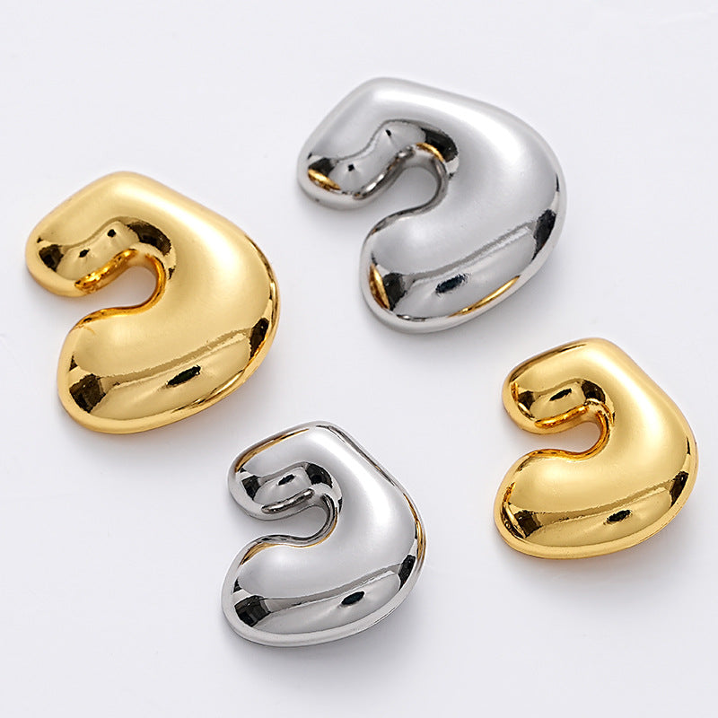 Irregular C-Shaped Gold Silver Sewing Metal Shank Button 6pcs - Lots of Buttons