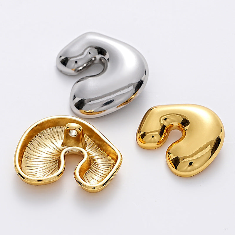 Irregular C-Shaped Gold Silver Sewing Metal Shank Button 6pcs - Lots of Buttons