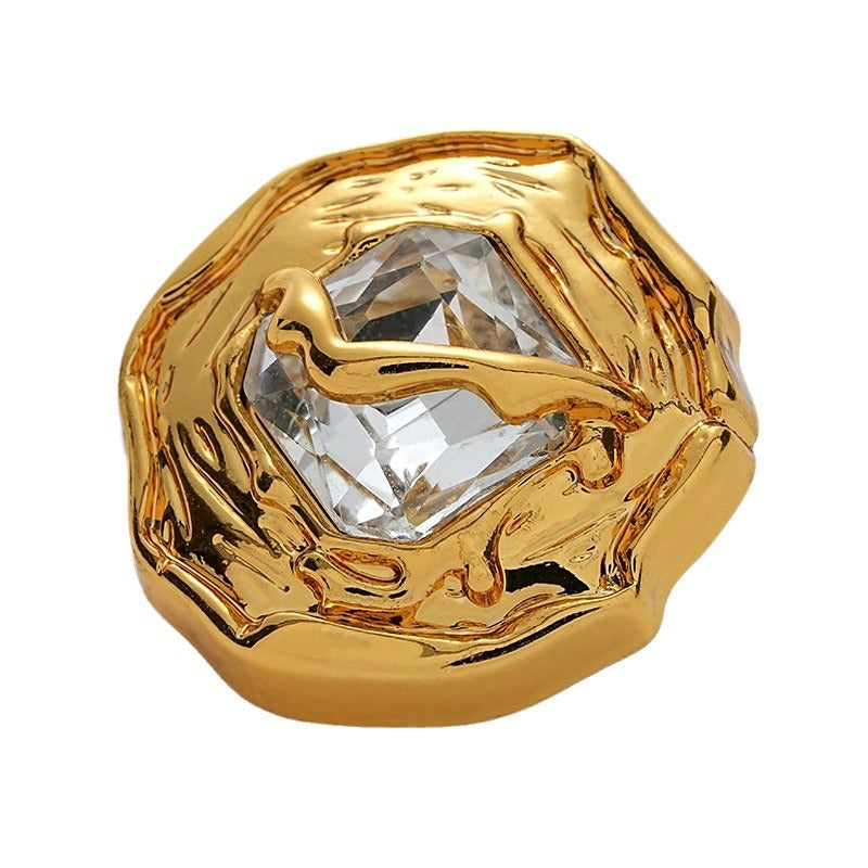 Wrinkled Surface Diamond-Inlaid Gold Silver Metal Button 10pcs - Lots of Buttons