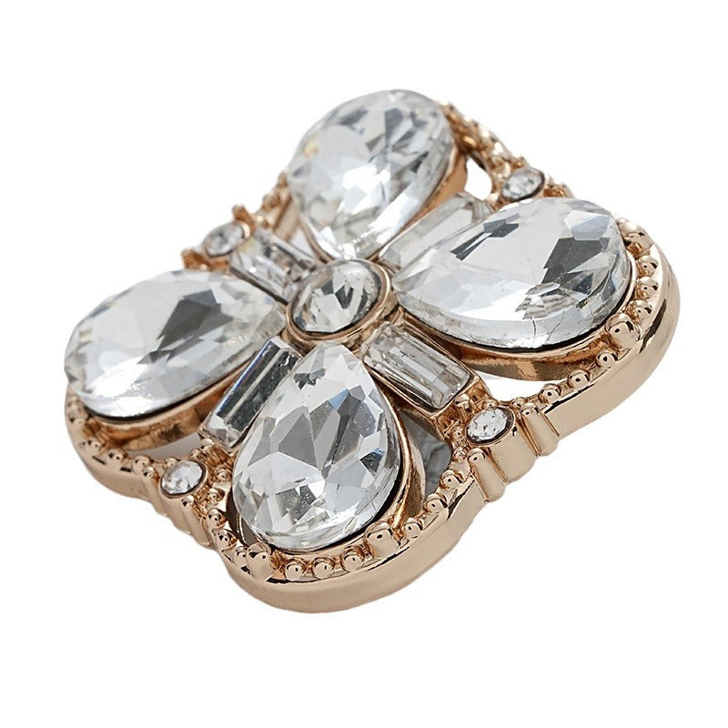 Square Fully Diamond-Inlaid Gold Silver Metal Shank Button 10pcs - Lots of Buttons