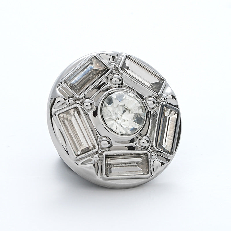 Fully Diamond Five-Pointed Star Silver Metal Button 6pcs - Lots of Buttons