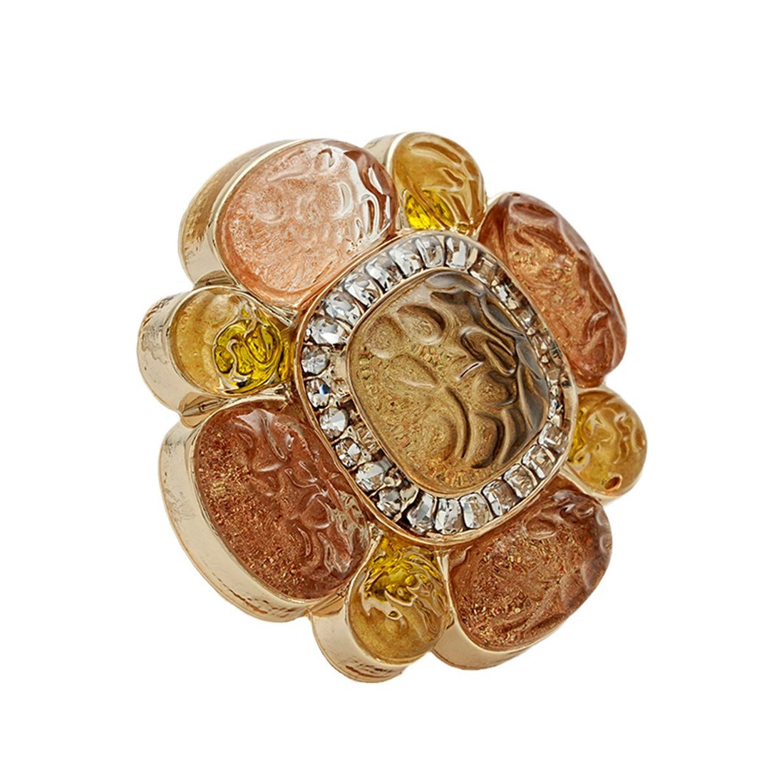 High-End Floral Diamond-Inlaid Resin Metal Button with Handle 3pcs - Lots of Buttons