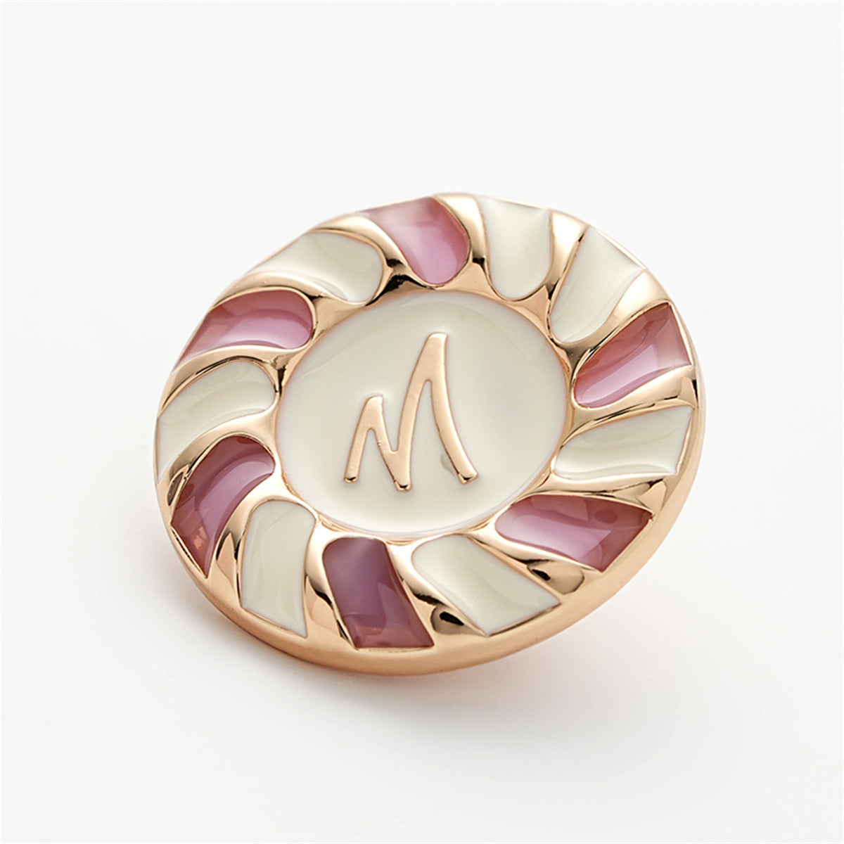 M-Letter Enamel Decorated Rose Gold Metal Buttons with Handle 6pcs - Lots of Buttons