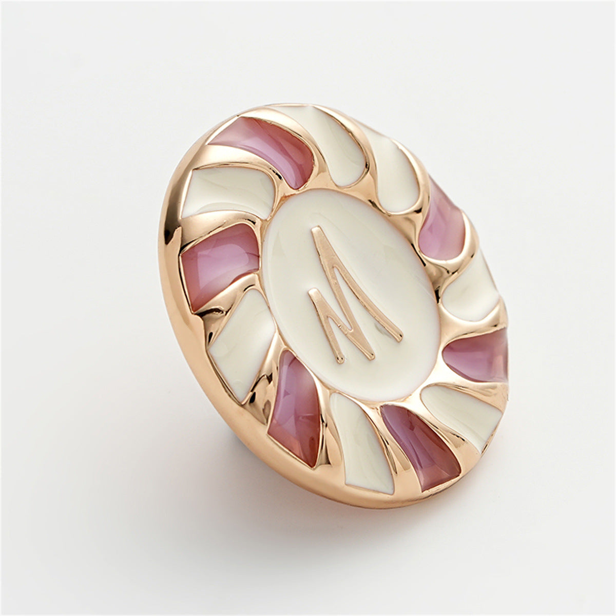 M-Letter Enamel Decorated Rose Gold Metal Buttons with Handle 6pcs - Lots of Buttons