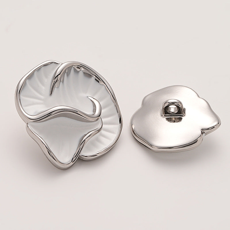 High-End Colored Enameled Camellia Metal Coat Button with Handle 5pcs - Lots of Buttons